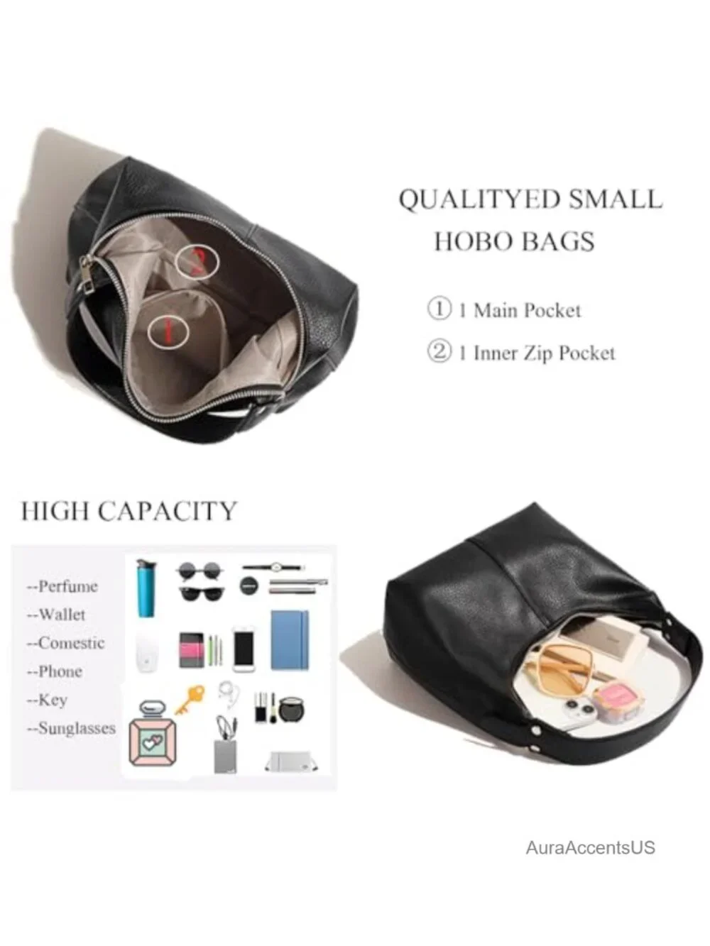 Vegan Leather Hobo Shoulder Bag Y2K Tote Purse